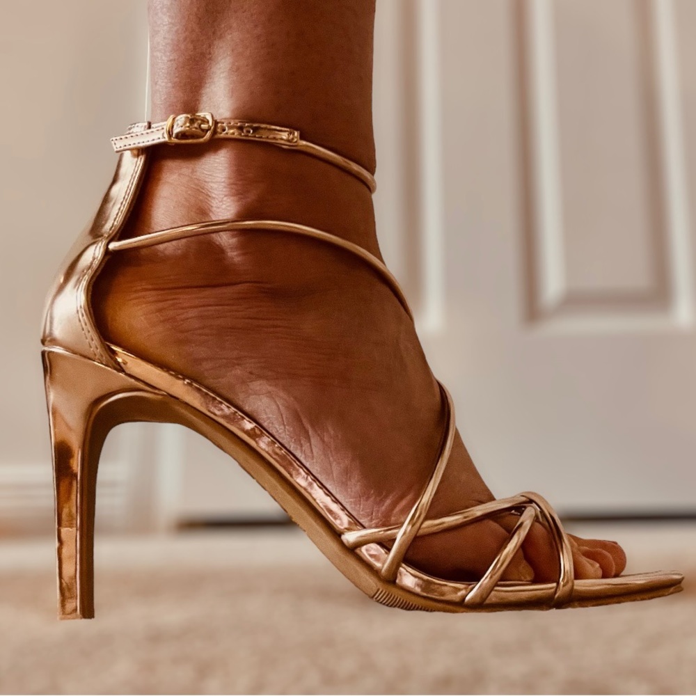 Brash strappy rose gold sandals